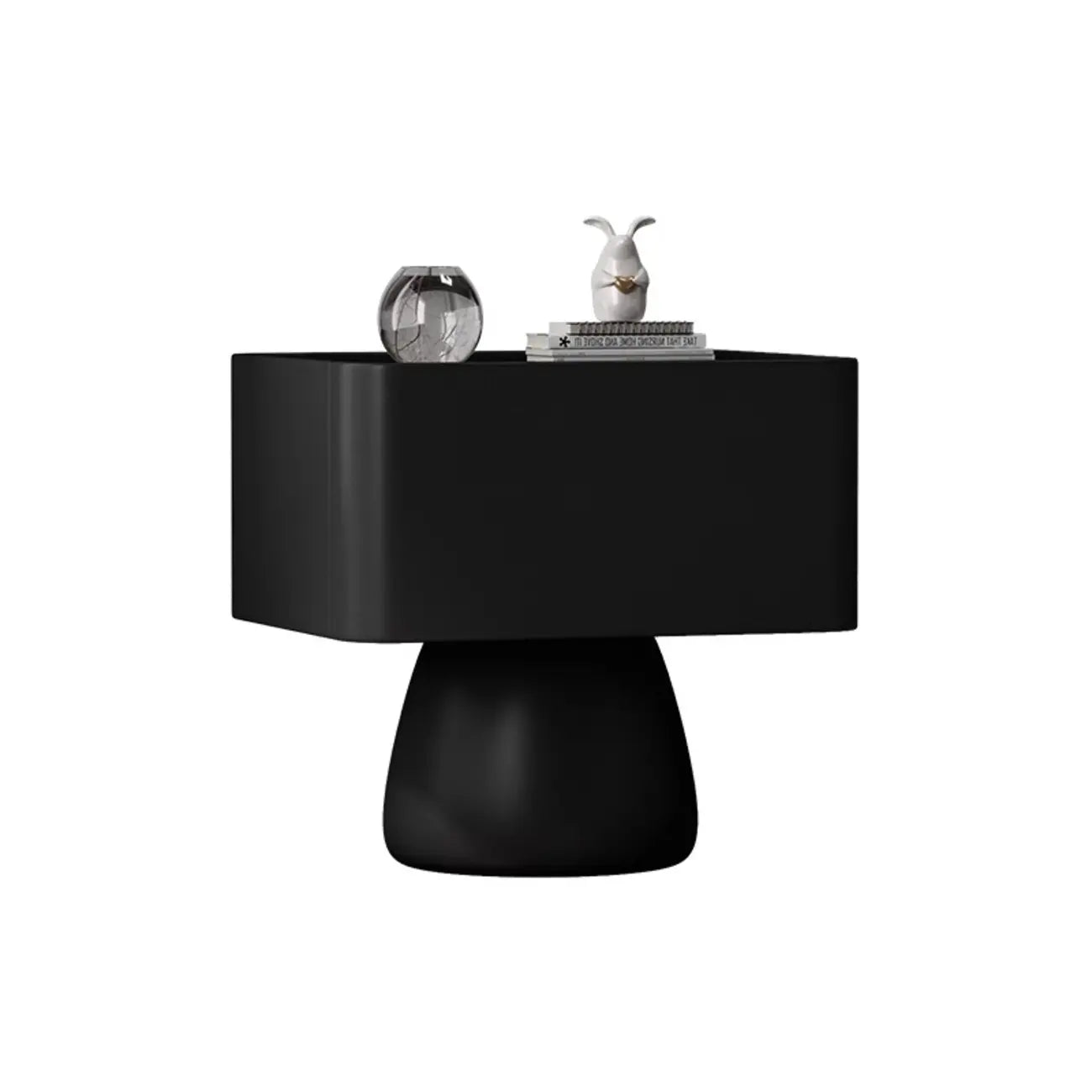 Glass Top Wood Storage Drawer Nightstand