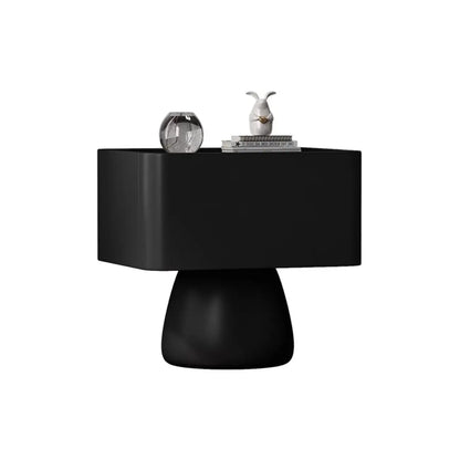 Glass Top Wood Storage Drawer Nightstand