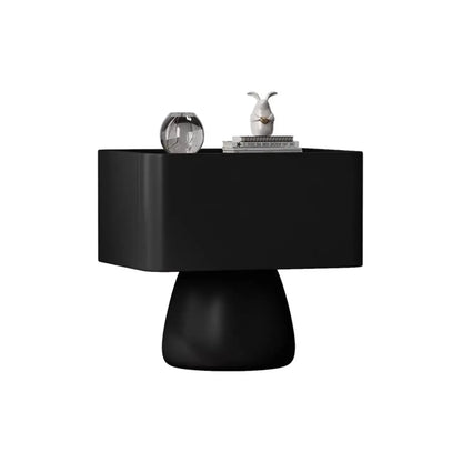 Glass Top Wood Storage Drawer Nightstand