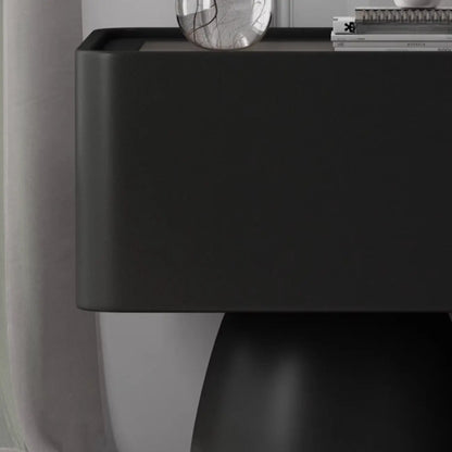 Glass Top Wood Storage Drawer Nightstand