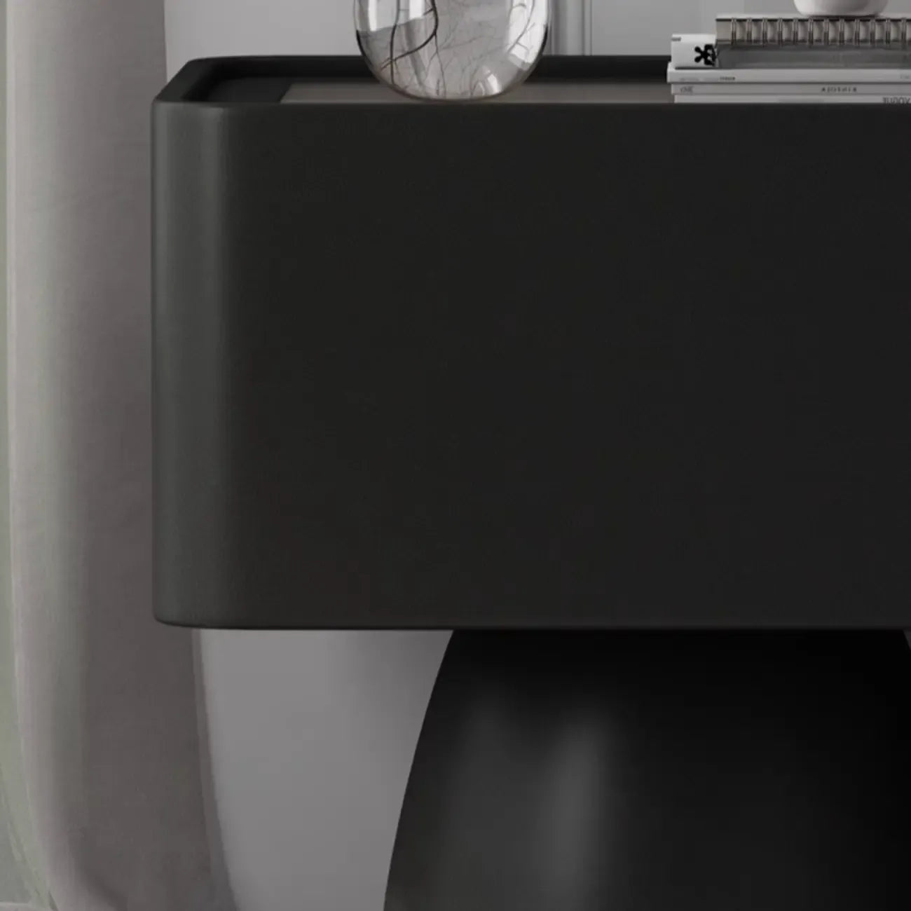 Glass Top Wood Storage Drawer Nightstand