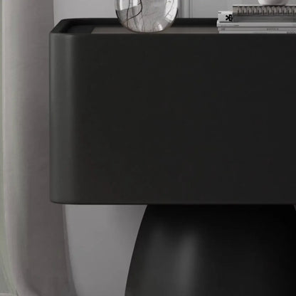 Glass Top Wood Storage Drawer Nightstand