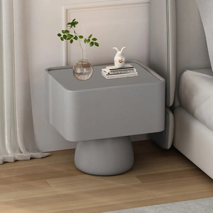 Glass Top Wood Storage Drawer Nightstand