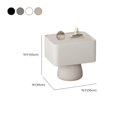 Glass Top Wood Storage Drawer Nightstand