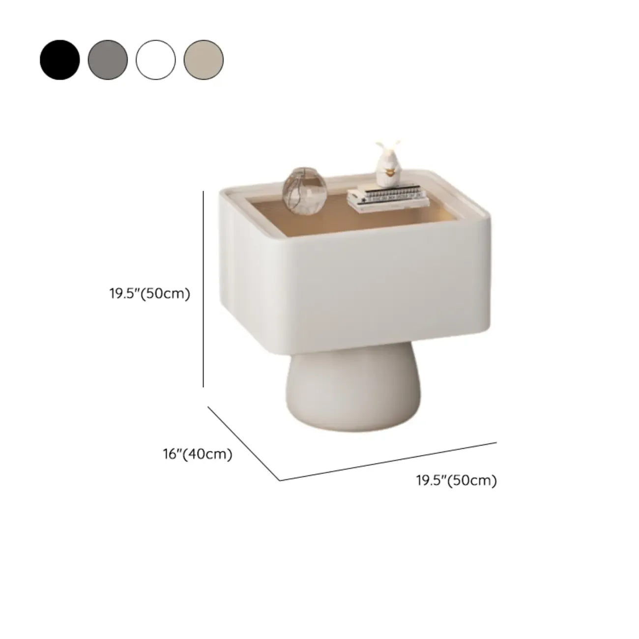 Glass Top Wood Storage Drawer Nightstand