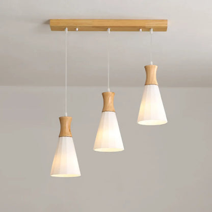 Cone Shade Wooden Kitchen Island Pendant Light Adjustable