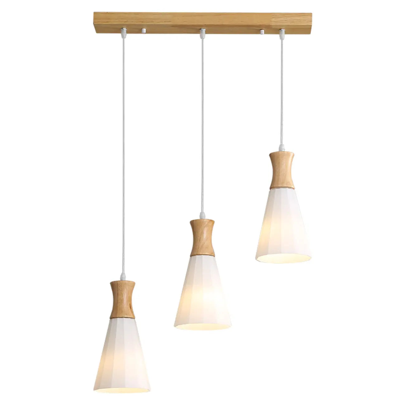 Cone Shade Wooden Kitchen Island Pendant Light Adjustable