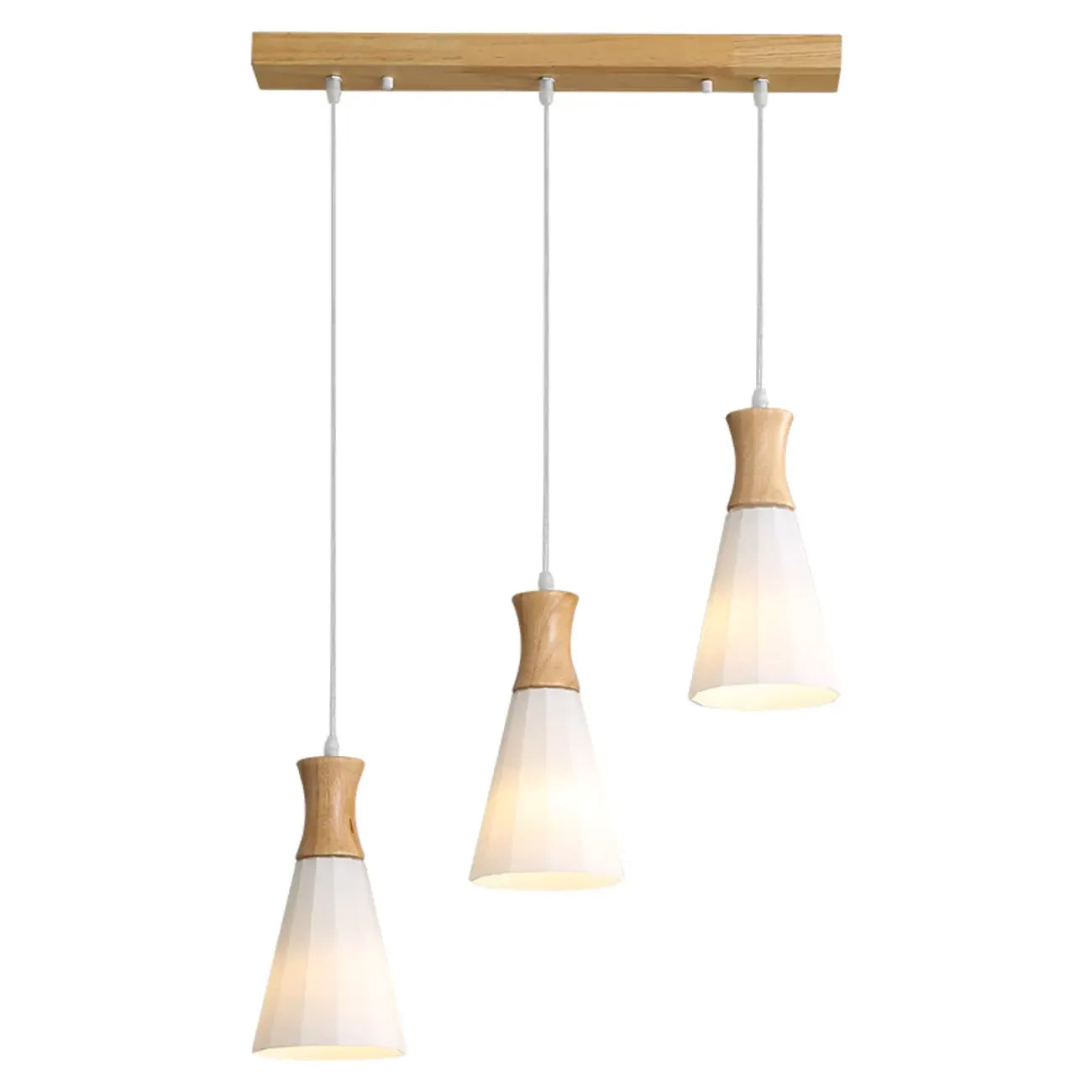 Cone Shade Wooden Kitchen Island Pendant Light Adjustable
