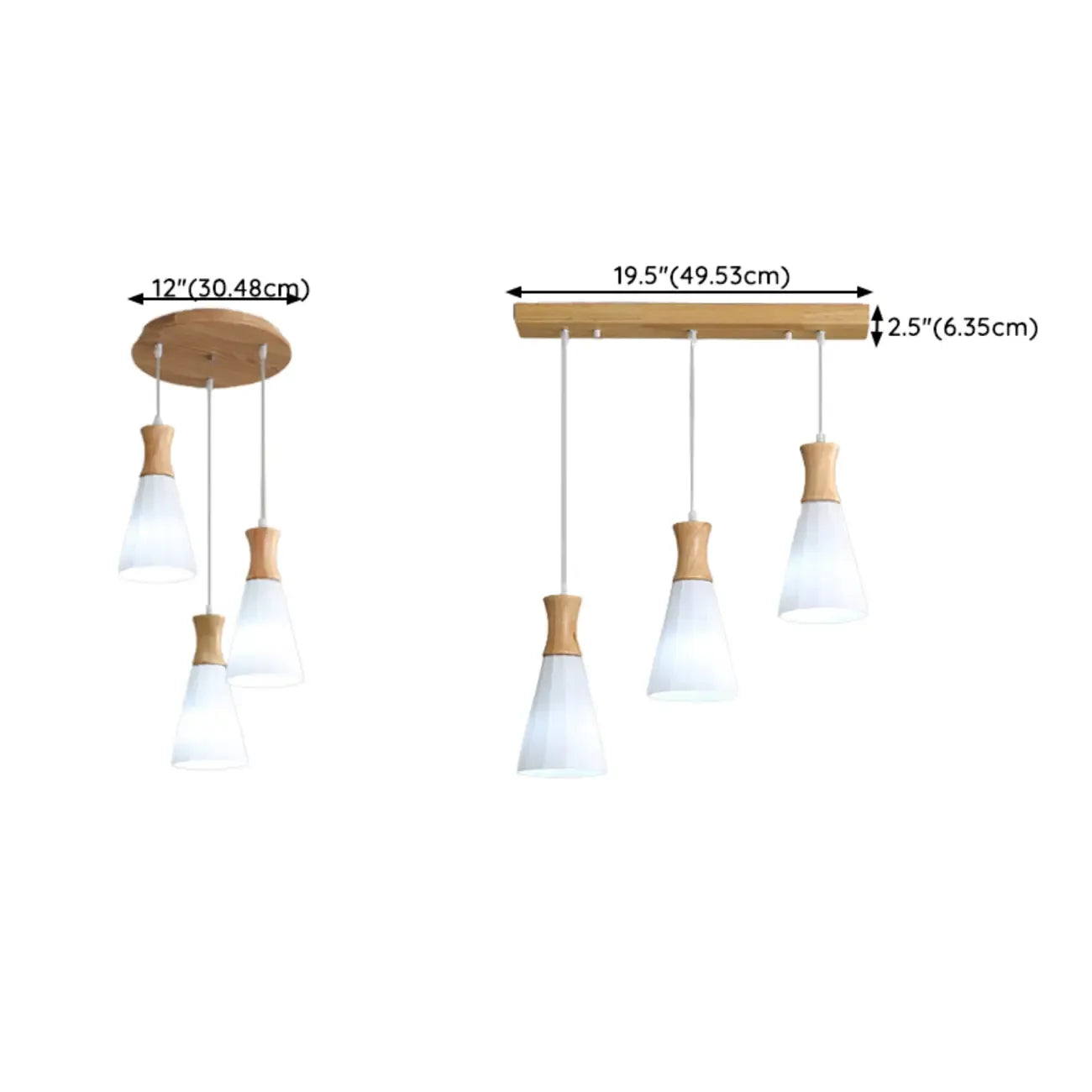 Cone Shade Wooden Kitchen Island Pendant Light Adjustable