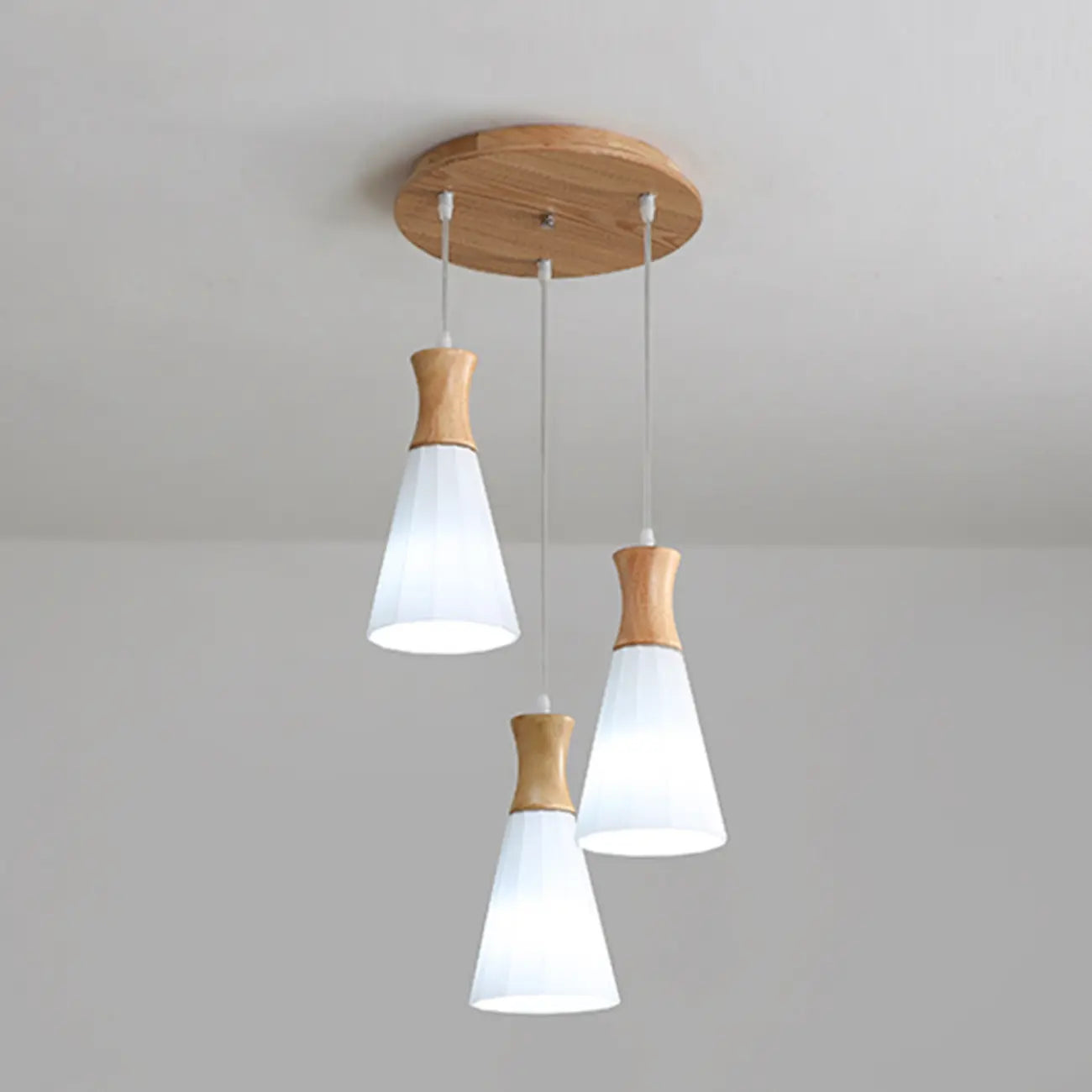 Cone Shade Wooden Kitchen Island Pendant Light Adjustable
