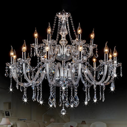 Mid-Century Luxurious Crystal Candelabra Chandelier