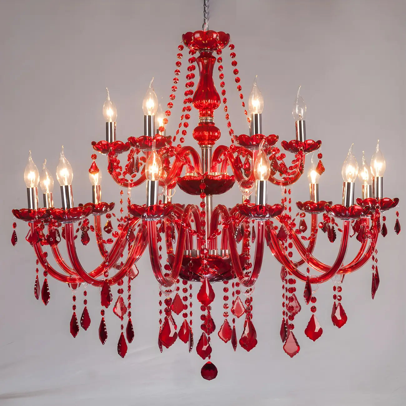 Mid-Century Luxurious Crystal Candelabra Chandelier