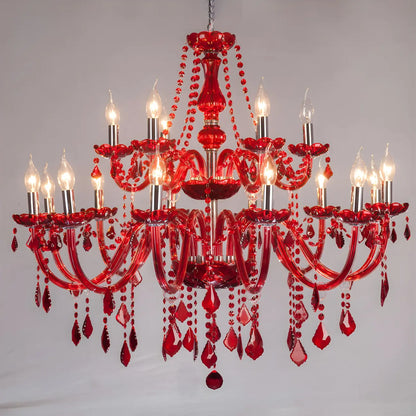 Mid-Century Luxurious Crystal Candelabra Chandelier