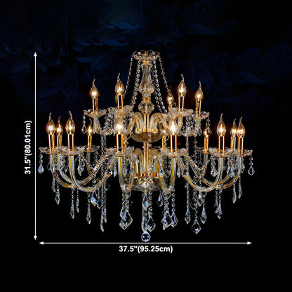 Mid-Century Luxurious Crystal Candelabra Chandelier