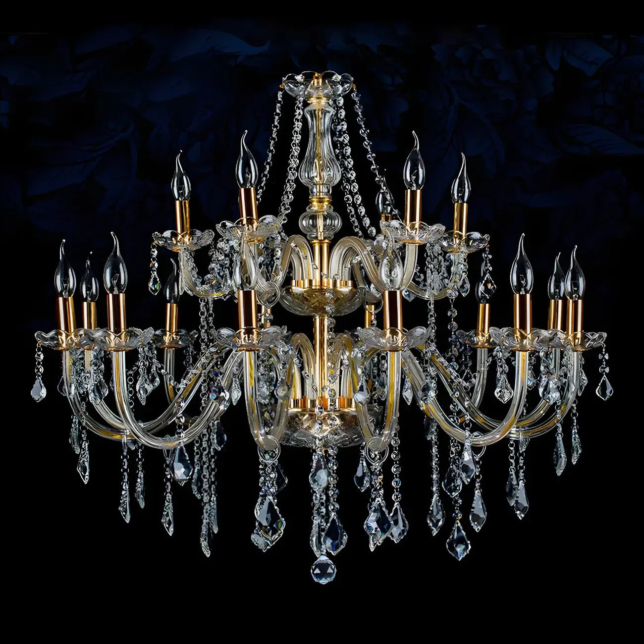Mid-Century Luxurious Crystal Candelabra Chandelier