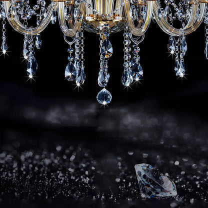 Mid-Century Luxurious Crystal Candelabra Chandelier