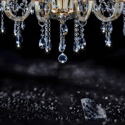 Mid-Century Luxurious Crystal Candelabra Chandelier