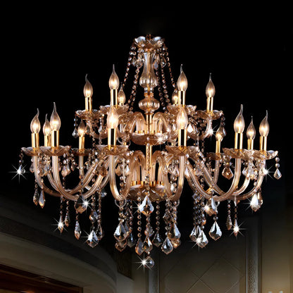 Mid-Century Luxurious Crystal Candelabra Chandelier
