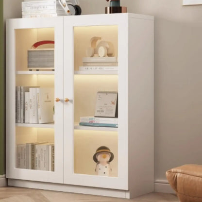 Modern White Wooden Vertical Rectangle Storage Display Cabinet