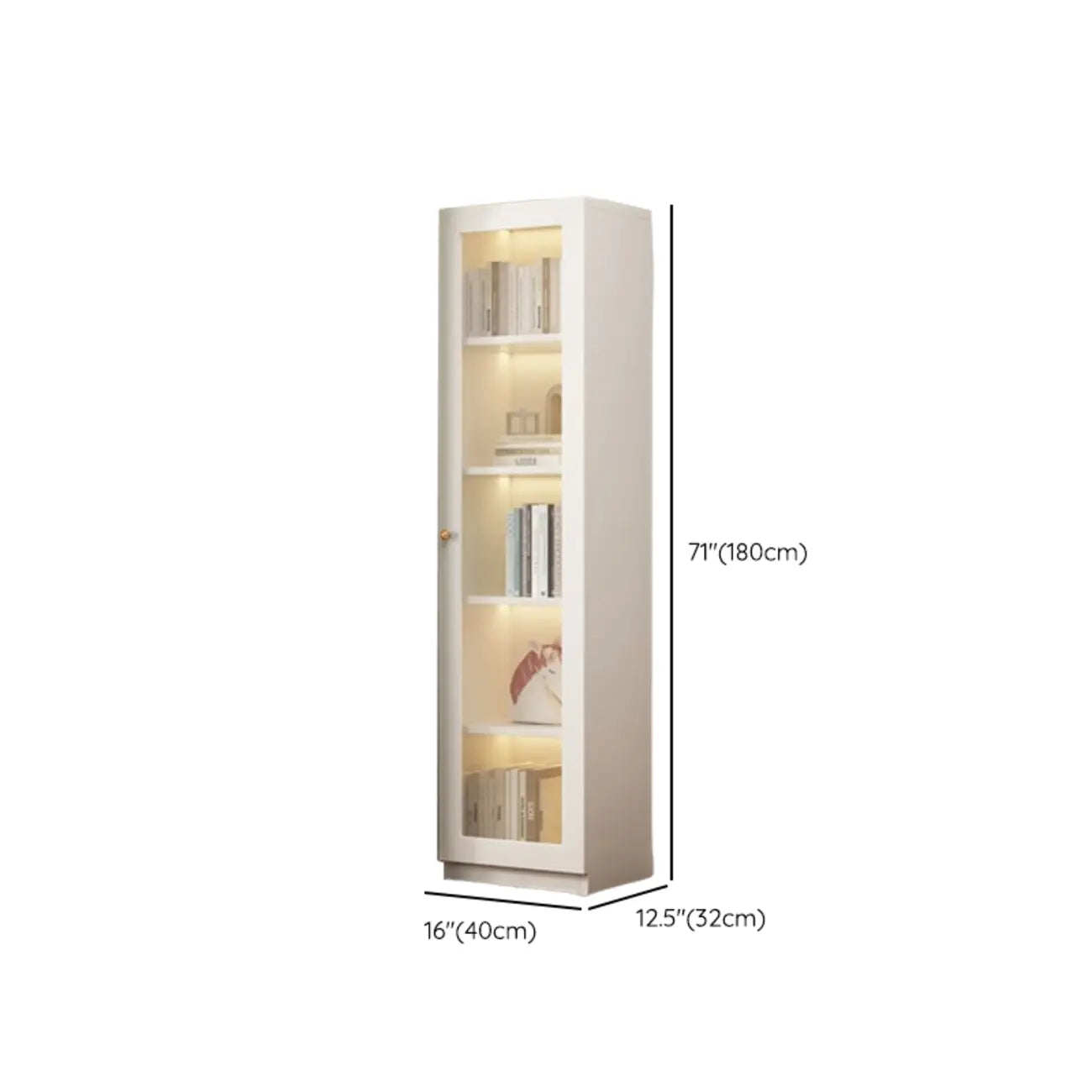 Modern White Wooden Vertical Rectangle Storage Display Cabinet
