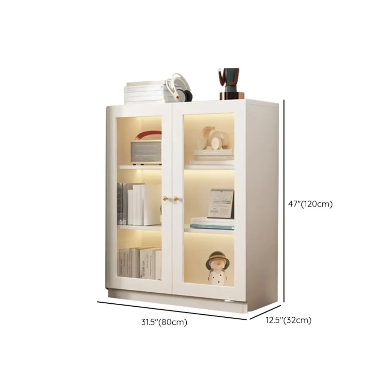 Modern White Wooden Vertical Rectangle Storage Display Cabinet
