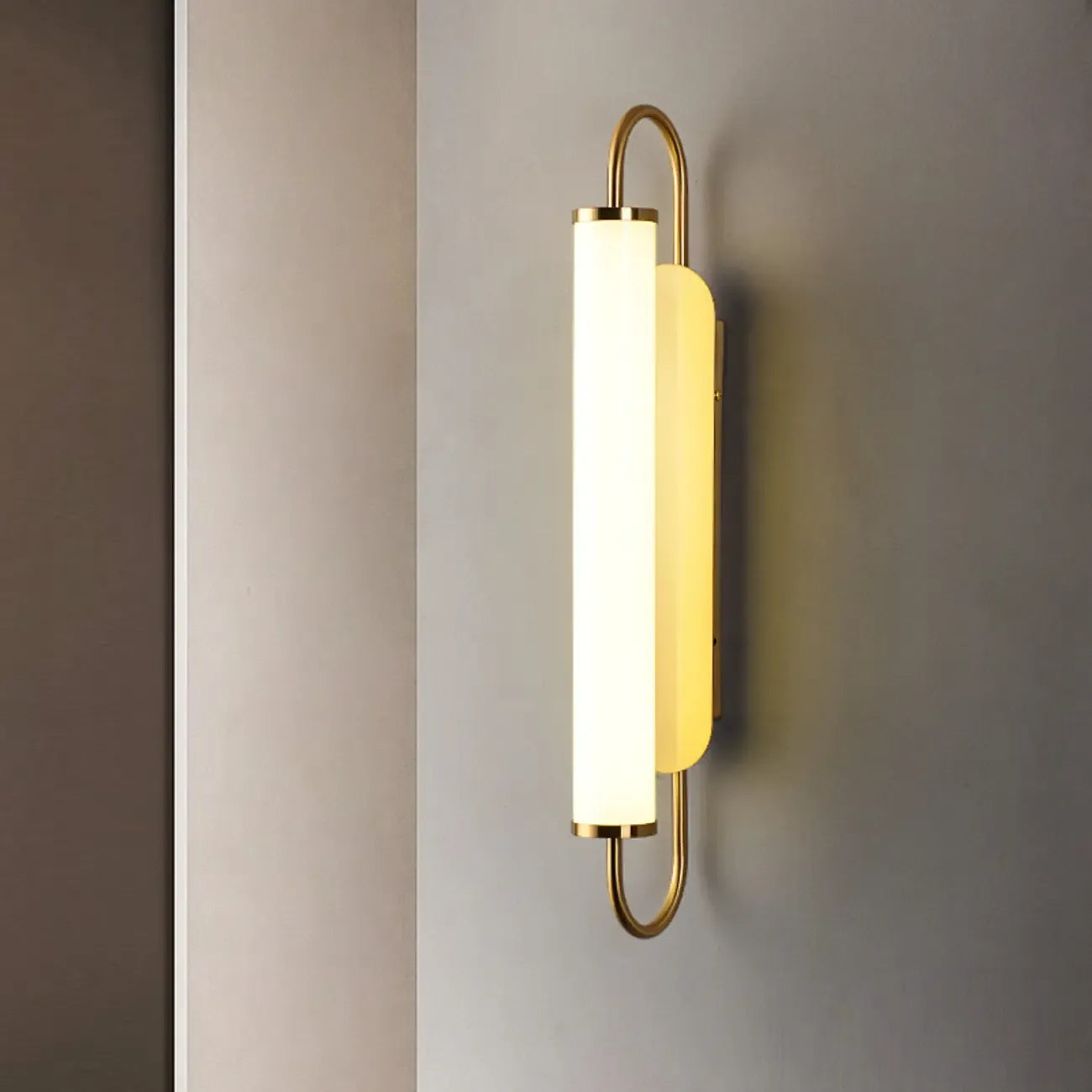 Nordic Cylinder Glass Metal Gold LED Vanity Light