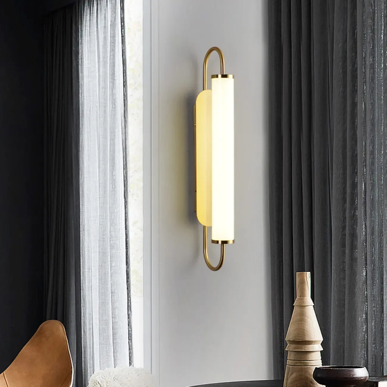 Nordic Cylinder Glass Metal Gold LED Vanity Light