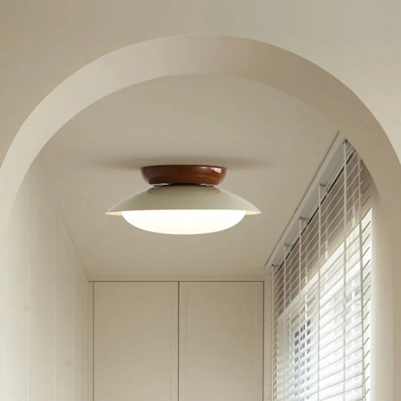 Modern Metal Semi-Flush LED Ceiling Light with 3 Color Light