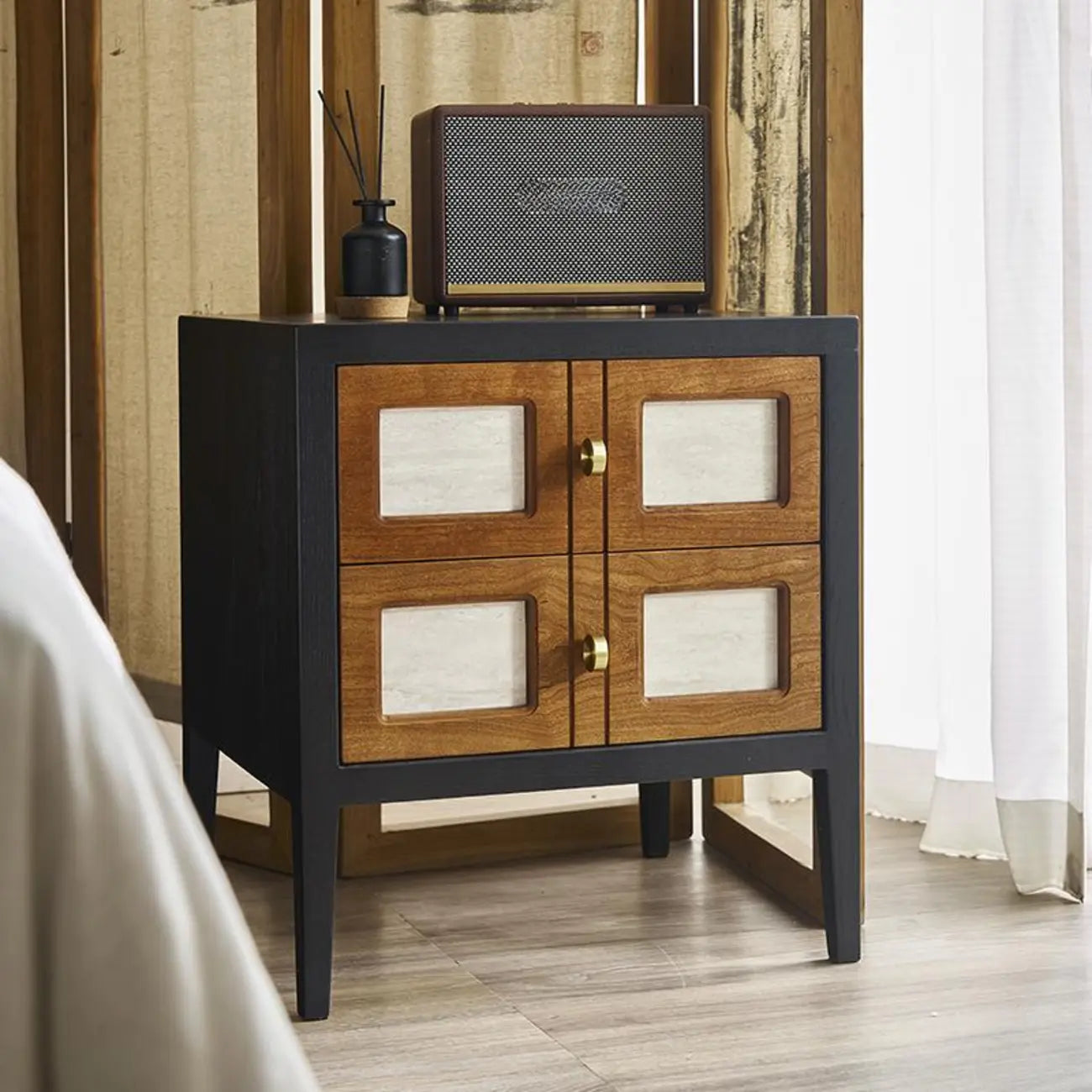 Wooden 2-Drawer Storage Nightstand