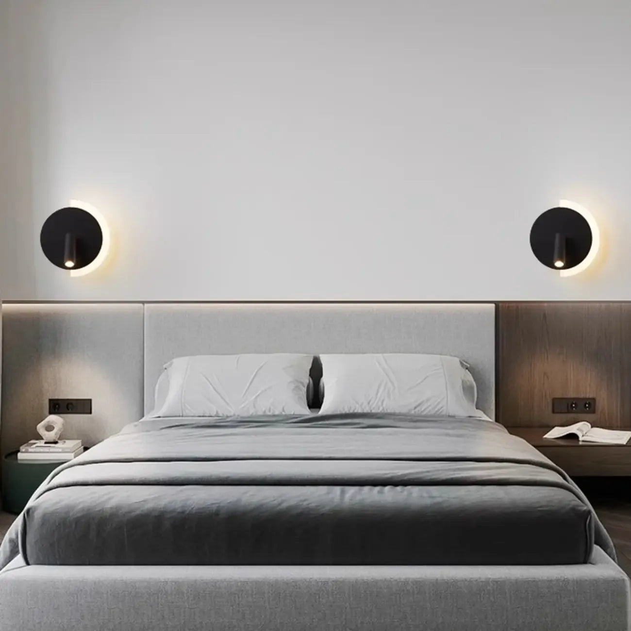 Mini Geometric 2-Light Black-Gold Wall Sconce in Rotatable