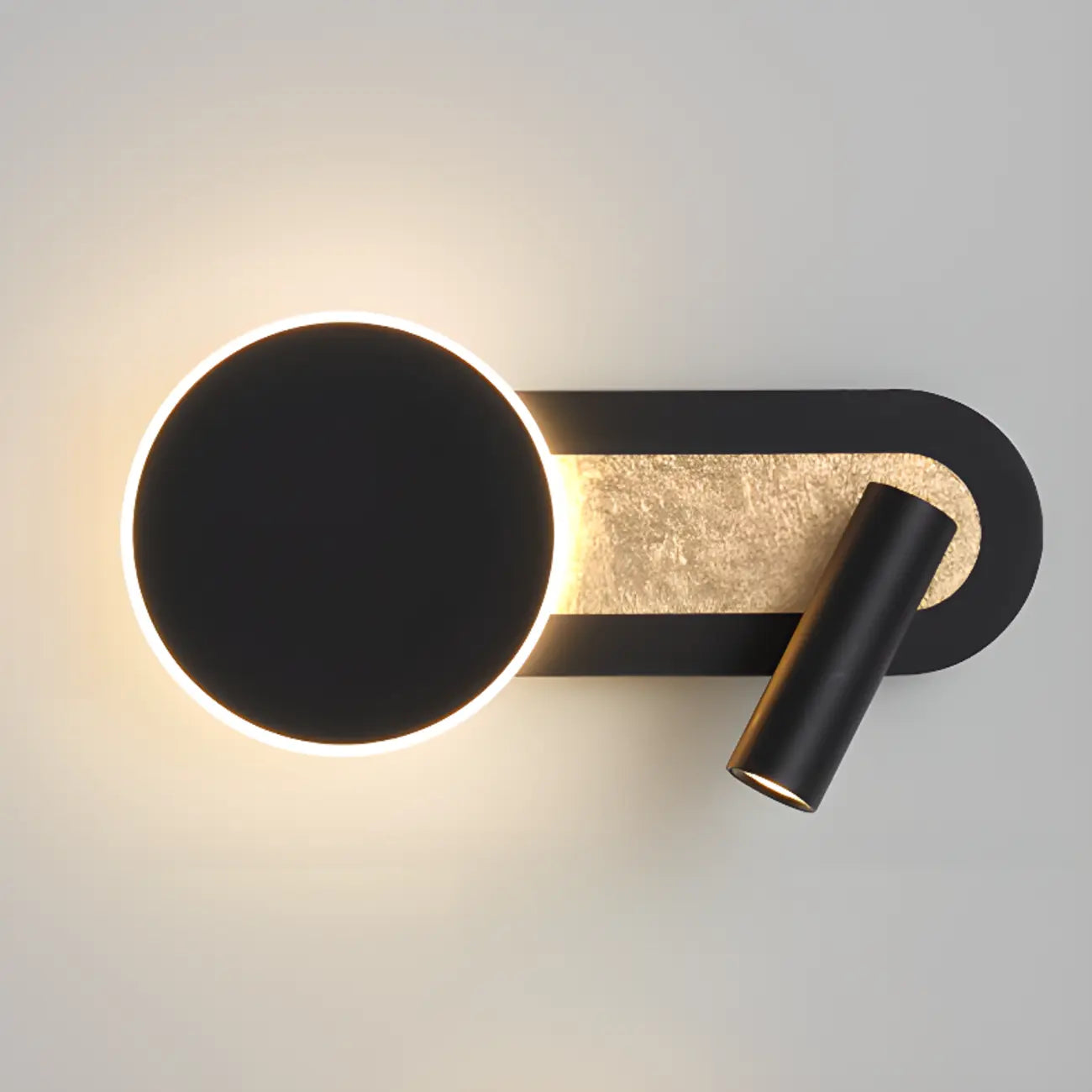 Mini Geometric 2-Light Black-Gold Wall Sconce in Rotatable