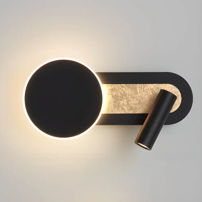 Mini Geometric 2-Light Black-Gold Wall Sconce in Rotatable