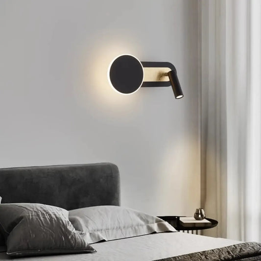 Mini Geometric 2-Light Black-Gold Wall Sconce in Rotatable