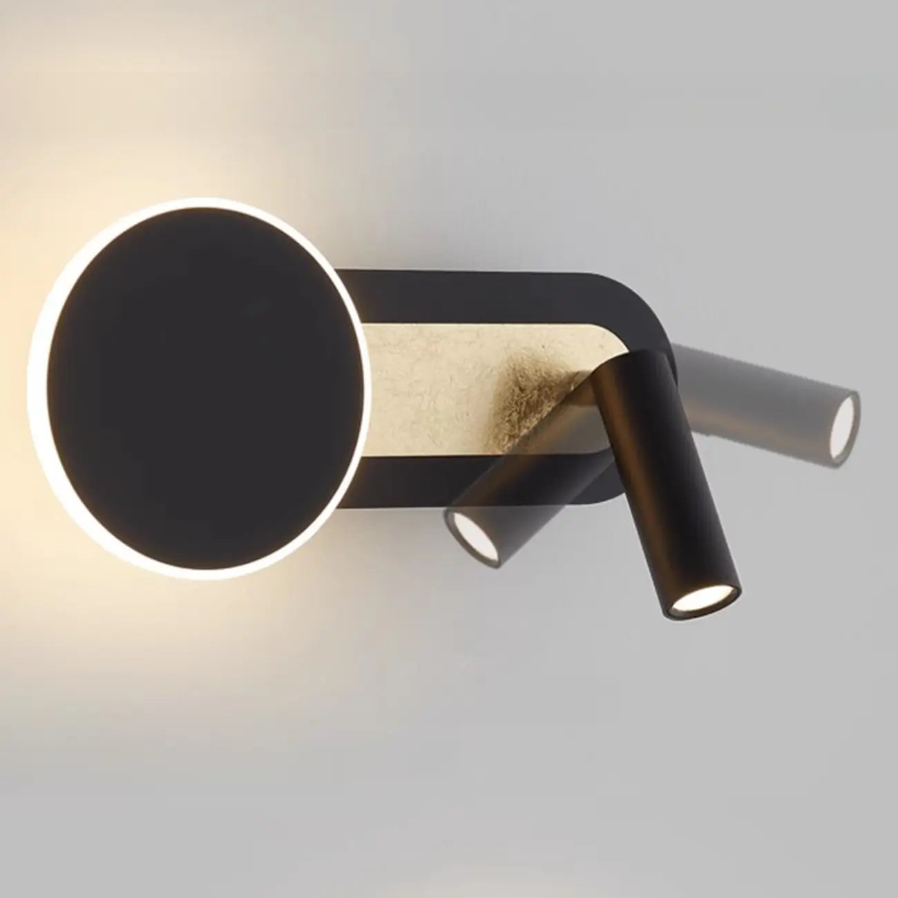 Mini Geometric 2-Light Black-Gold Wall Sconce in Rotatable