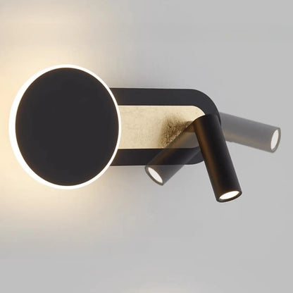 Mini Geometric 2-Light Black-Gold Wall Sconce in Rotatable