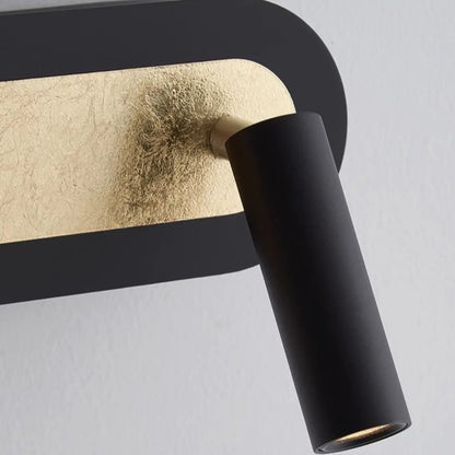 Mini Geometric 2-Light Black-Gold Wall Sconce in Rotatable