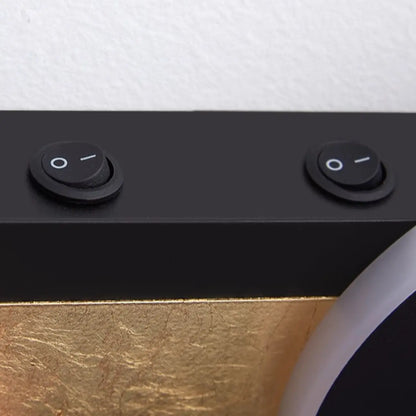 Mini Geometric 2-Light Black-Gold Wall Sconce in Rotatable