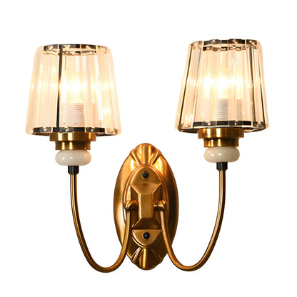 Elegant Brass Wall Sconce with Crystal Shade