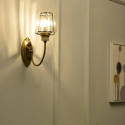 Elegant Brass Wall Sconce with Crystal Shade
