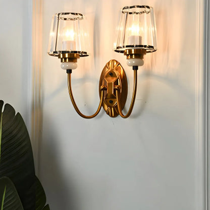 Elegant Brass Wall Sconce with Crystal Shade