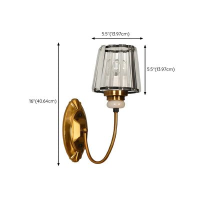 Elegant Brass Wall Sconce with Crystal Shade