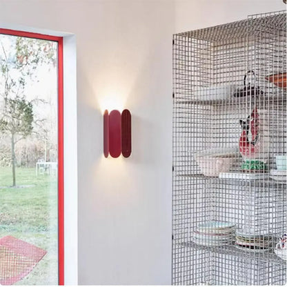 Mini Hardwired Modern Red Up & Down Wall Sconce in Geometric
