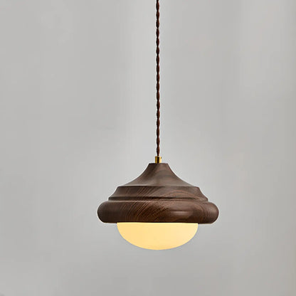 Geometric Walnut Glass Indoor Pendant Light Adjustable Height