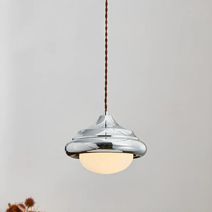 Geometric Walnut Glass Indoor Pendant Light Adjustable Height