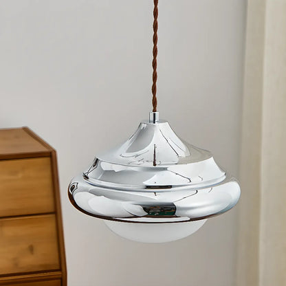 Geometric Walnut Glass Indoor Pendant Light Adjustable Height