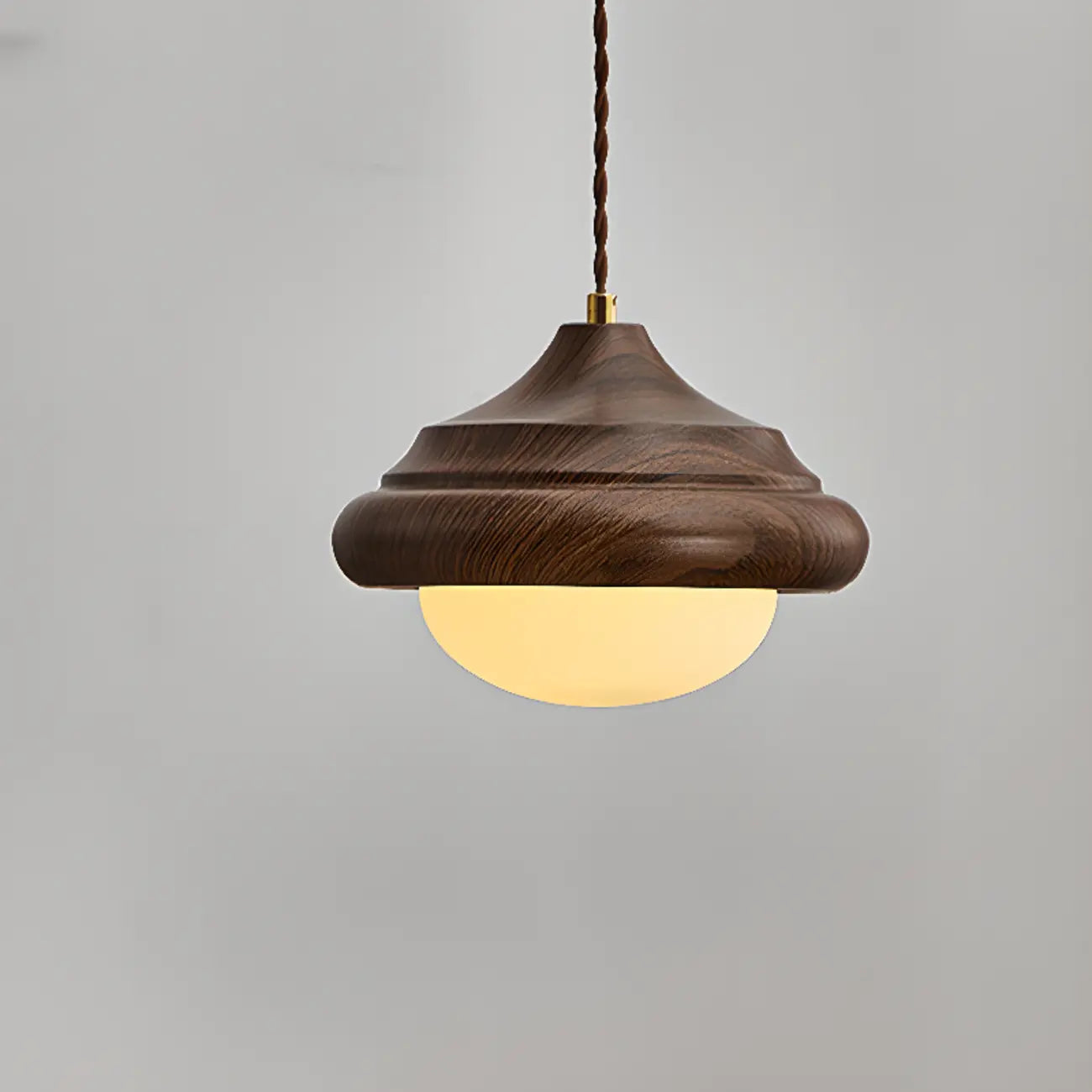 Geometric Walnut Glass Indoor Pendant Light Adjustable Height