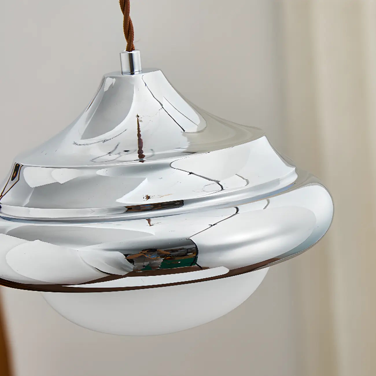 Geometric Walnut Glass Indoor Pendant Light Adjustable Height