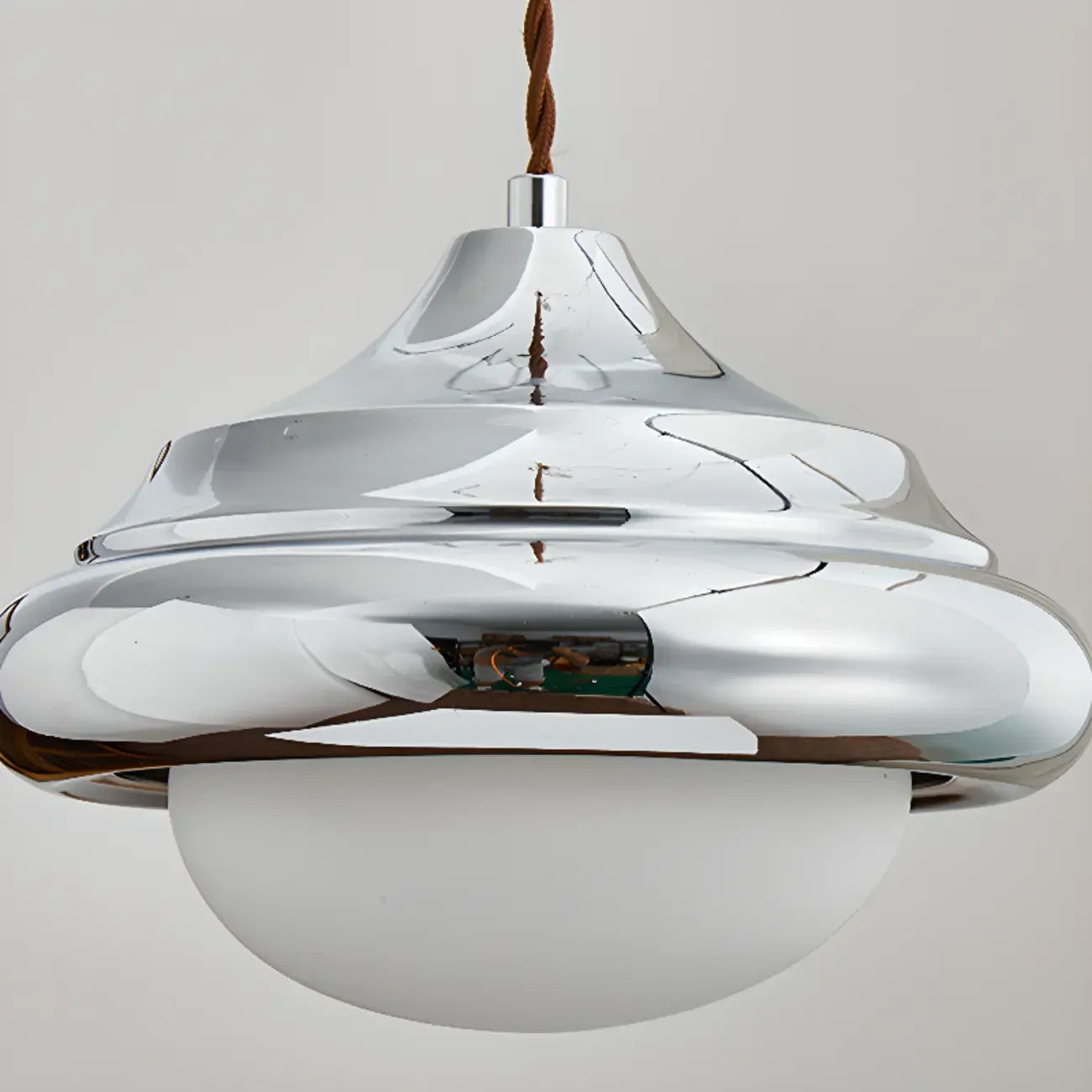 Geometric Walnut Glass Indoor Pendant Light Adjustable Height