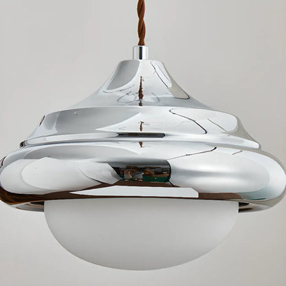 Geometric Walnut Glass Indoor Pendant Light Adjustable Height