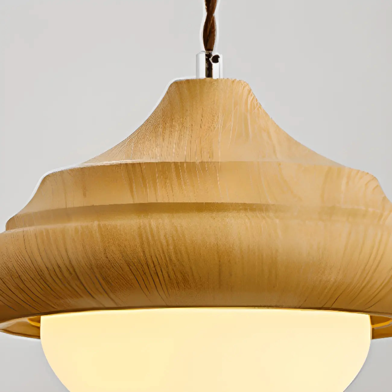 Geometric Walnut Glass Indoor Pendant Light Adjustable Height